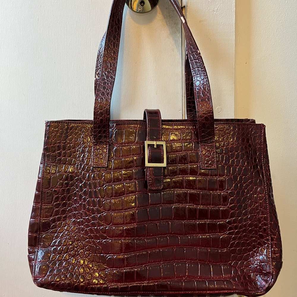 VTG Muska Milano brown croc leather purse tote